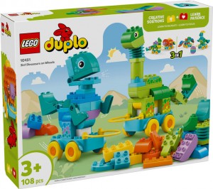 Конструктор LEGO® DUPLO® Динозаври на колесах 3в1 Конструктор LEGO® DUPLO® Динозаври на колесах 3в1